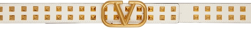 

Белый ремень с V-образным логотипом и заклепками Valentino Garavani