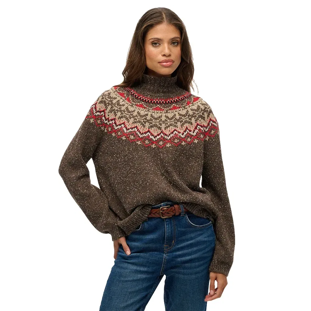 Свитер с высоким воротником Fairisle Superdry, коричневый