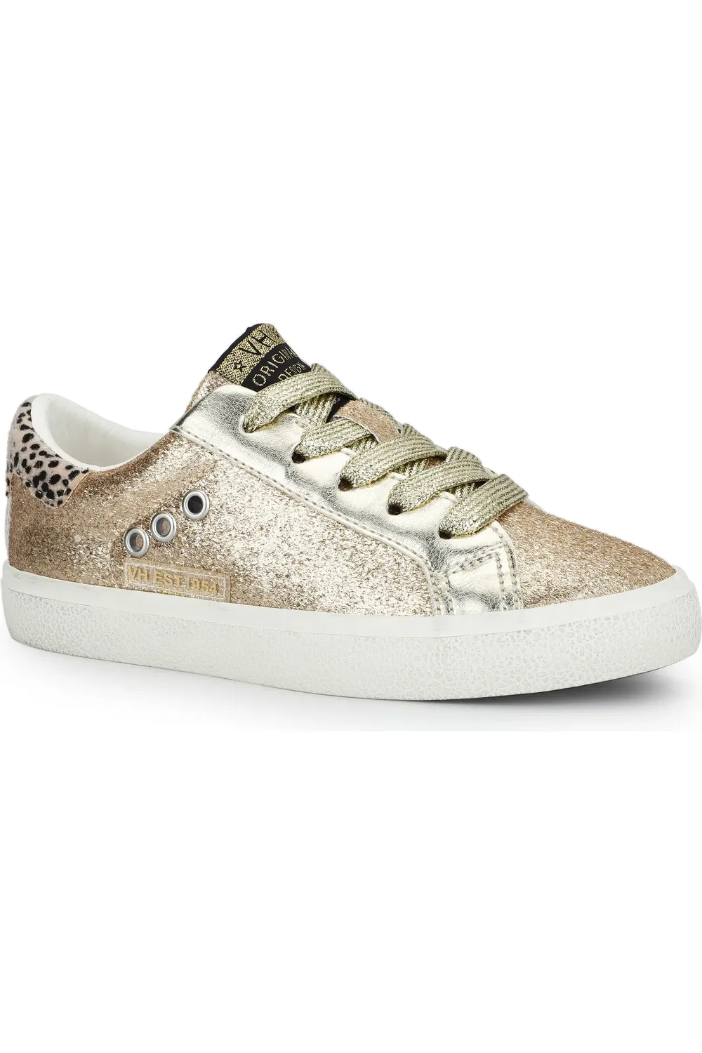 Кроссовки детские низкие с блестками Adalene Vintage Havana, Rose Gold Glitter Multi