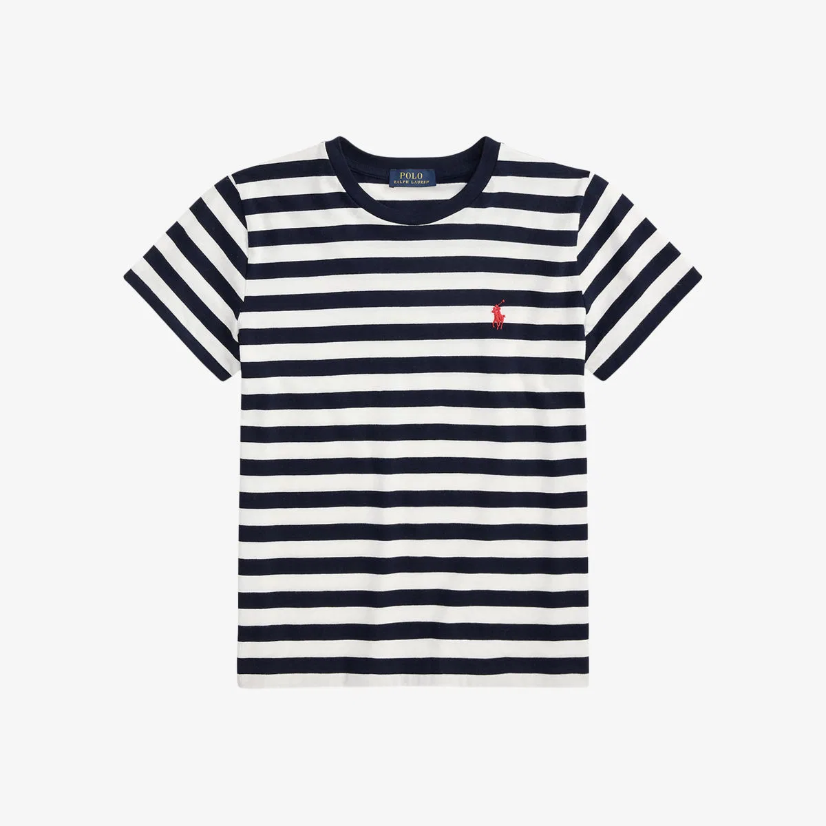 Футболка из хлопкового трикотажа с полосатым принтом Polo Ralph Lauren, белый/темно-синий