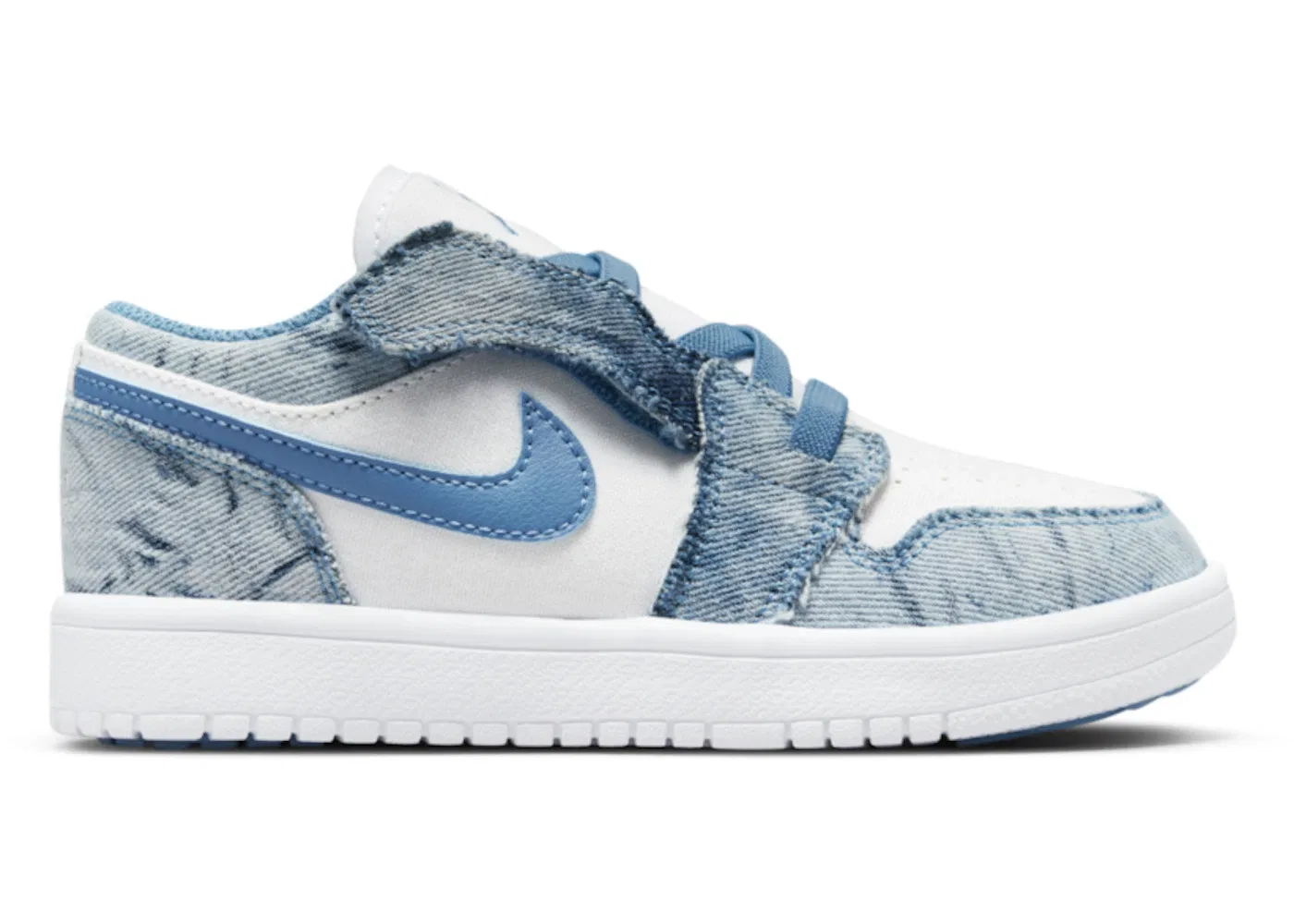 Детские кроссовки Lifestyle с принтом деним Jordan 1 Low ALT Washed Denim (PS) Jordan, White/White/Dutch Blue