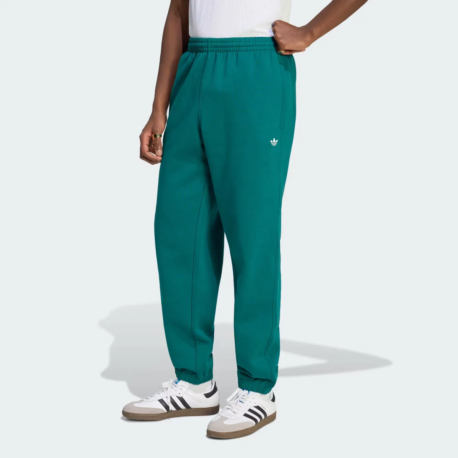 Мужские спортивные брюки из флиса со стандартной посадкой Trefoil Essentials Adidas Originals, насыщенный зеленый