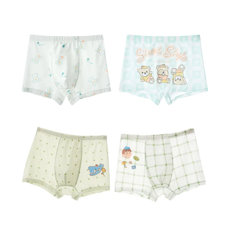 Детские трусы для мальчиков комплект из 4 штук Sky Blue+White+Dark Green+Sky Blue MIIOW