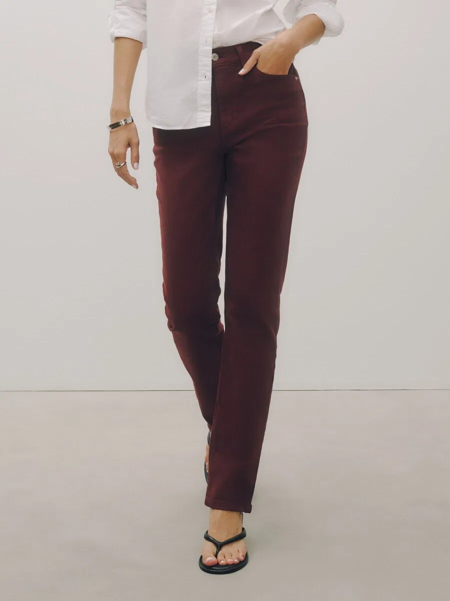 Джинсы Next Slim fit винно-красного цвета — фото 2