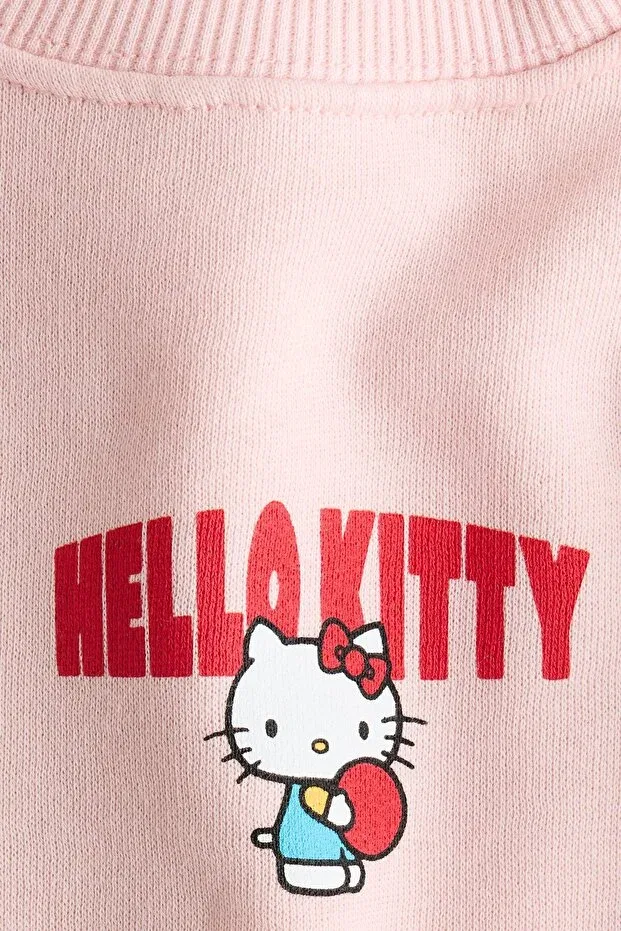 Детские свитшот для девочек с принтом Hello Kitty H&M, Light Pink Hello Kitty — фото 3