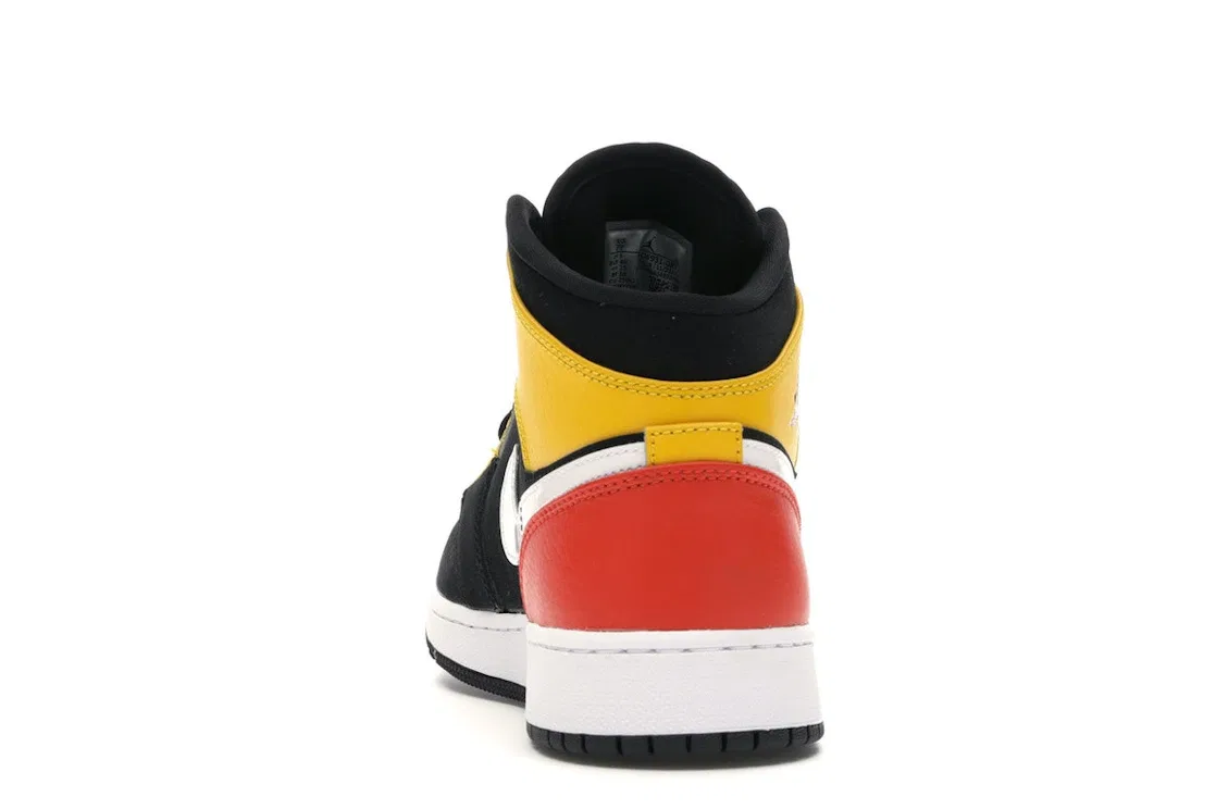 Детские кроссовки с замшевым верхом Jordan 1 Mid, Black/Amarillo-White-Team Orange — фото 4