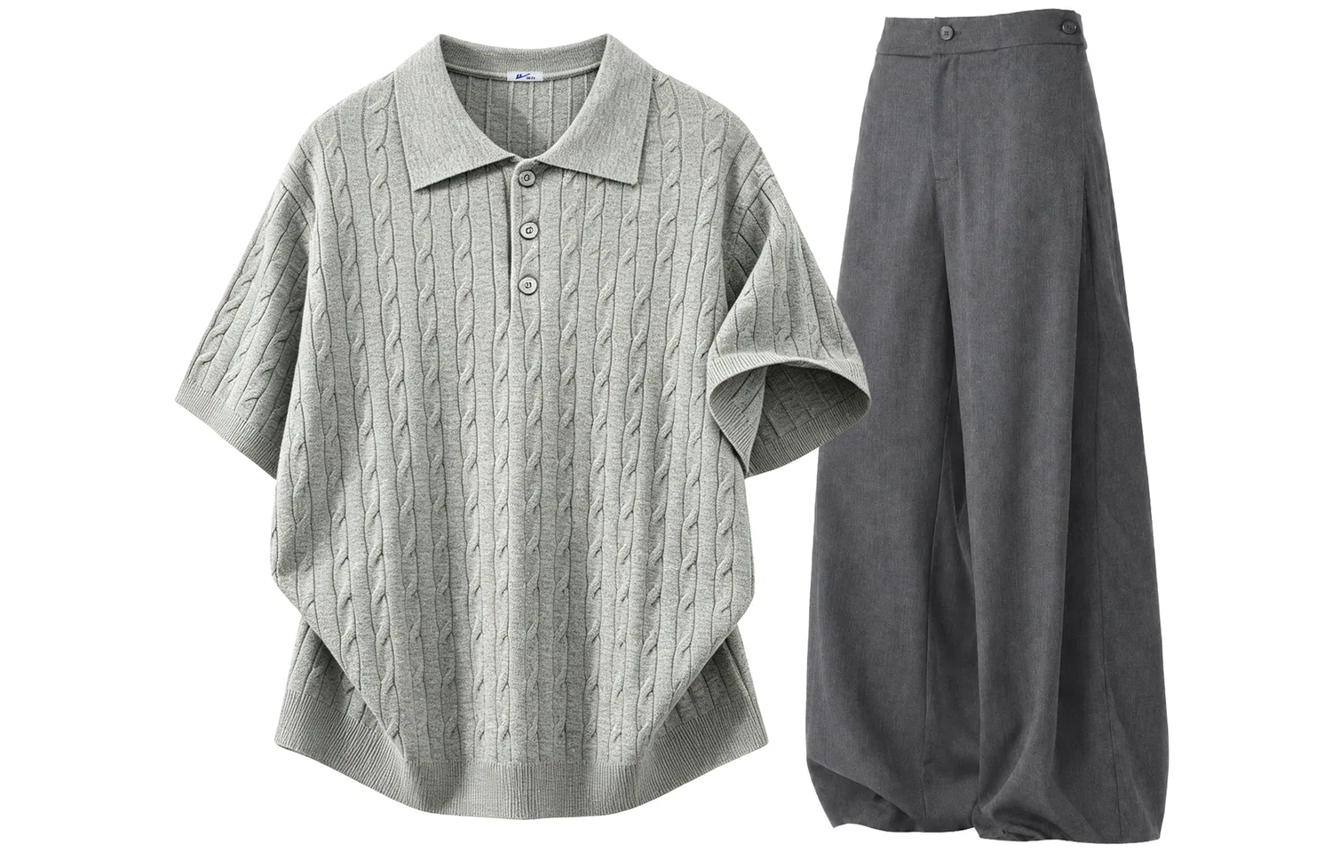 Детский спортивный комплект с отложным воротником Light Gray And Black Premium Vintage WARRIOR — фото 3