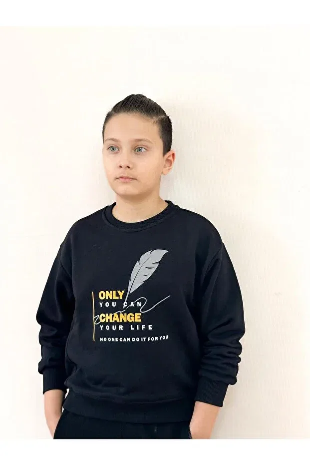 Детские свитшот для мальчиков с принтом Crew neck printed sweat Miababy, Black — фото 3
