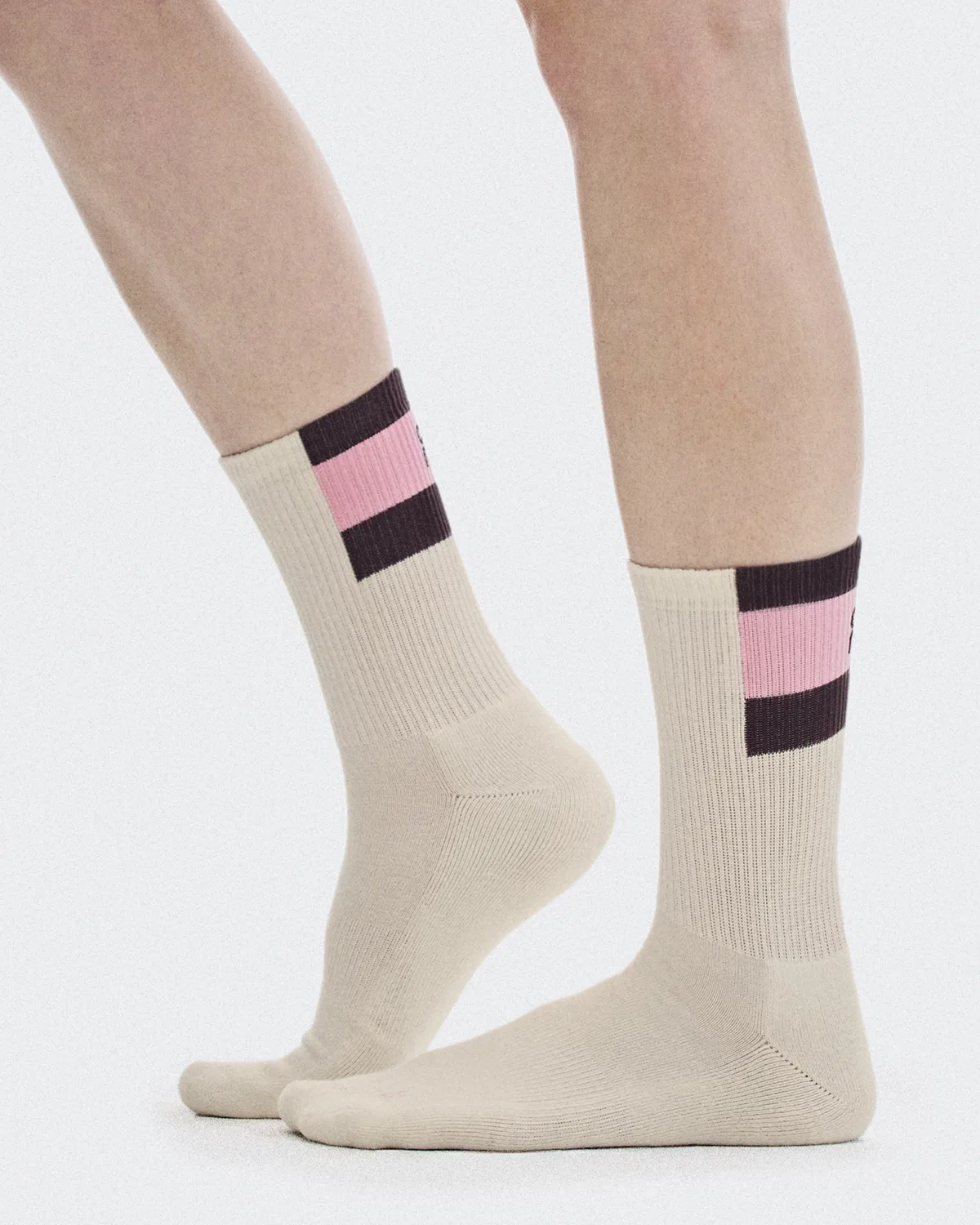 Детские высокие носки с полосатой вставкой Courtside Sock High 2P On, Ivory Mulberry — фото 3