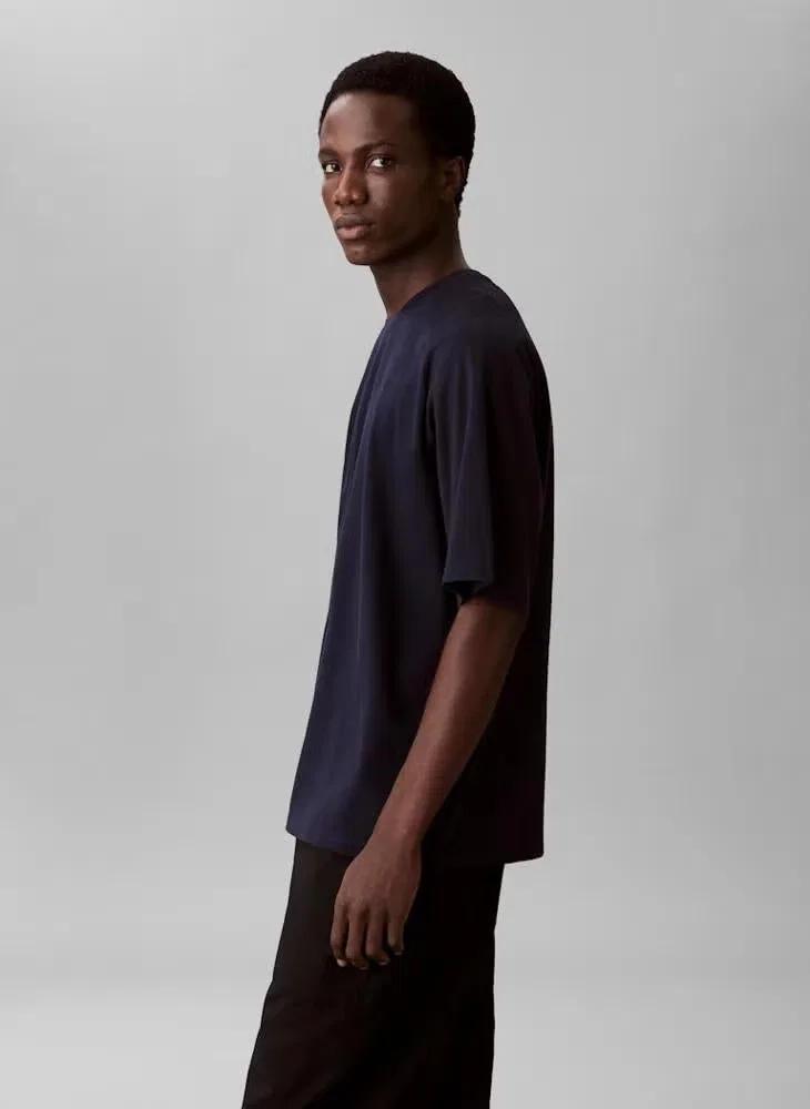 Футболка с длинным рукавом реглан Jacquard raglan sleeve t-shirt Calvin Klein, темно-синий — фото 3