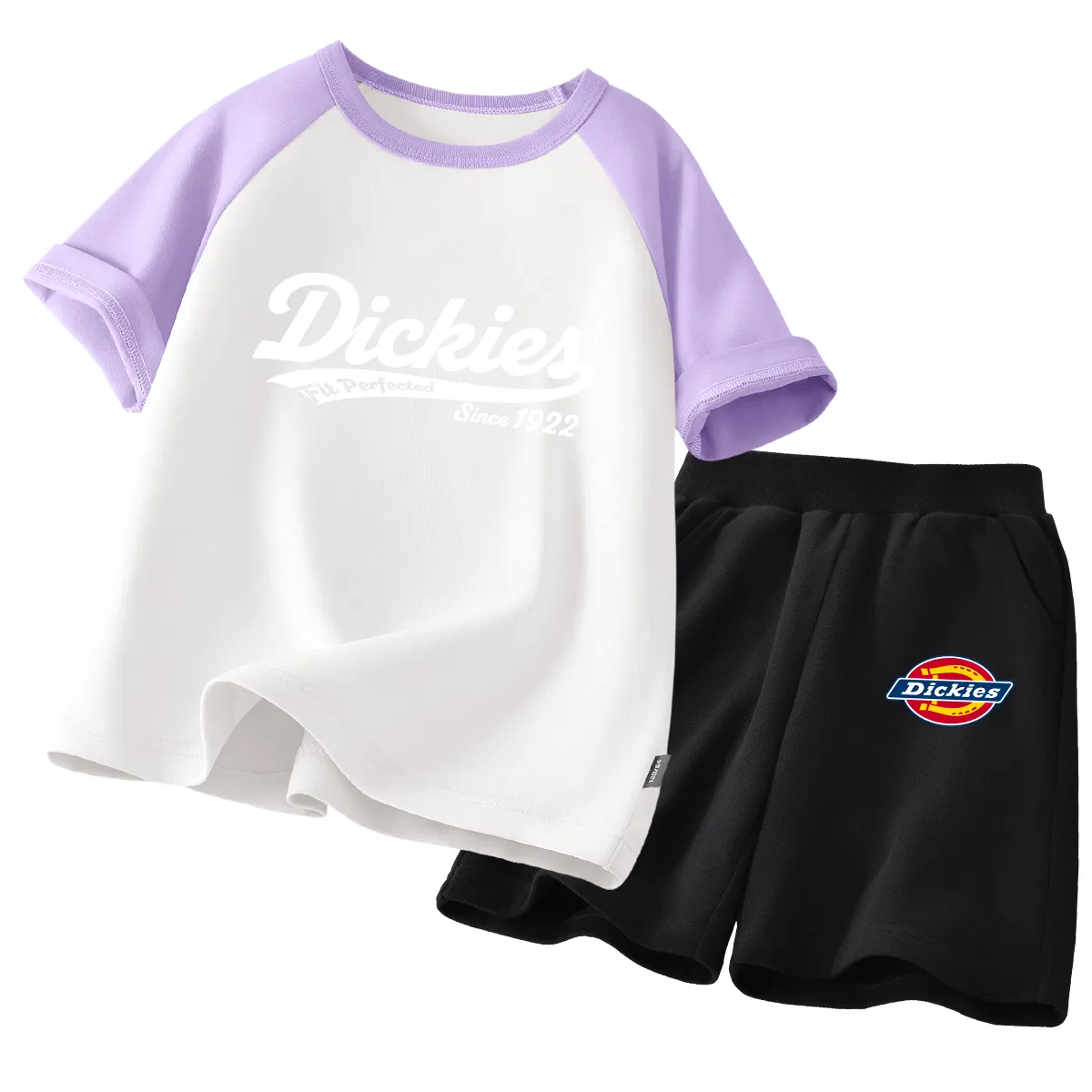Детский спортивный комплект из футера с принтом Ribbon Purple White Dickies, S Ribbon Purple White+S Logo K Black