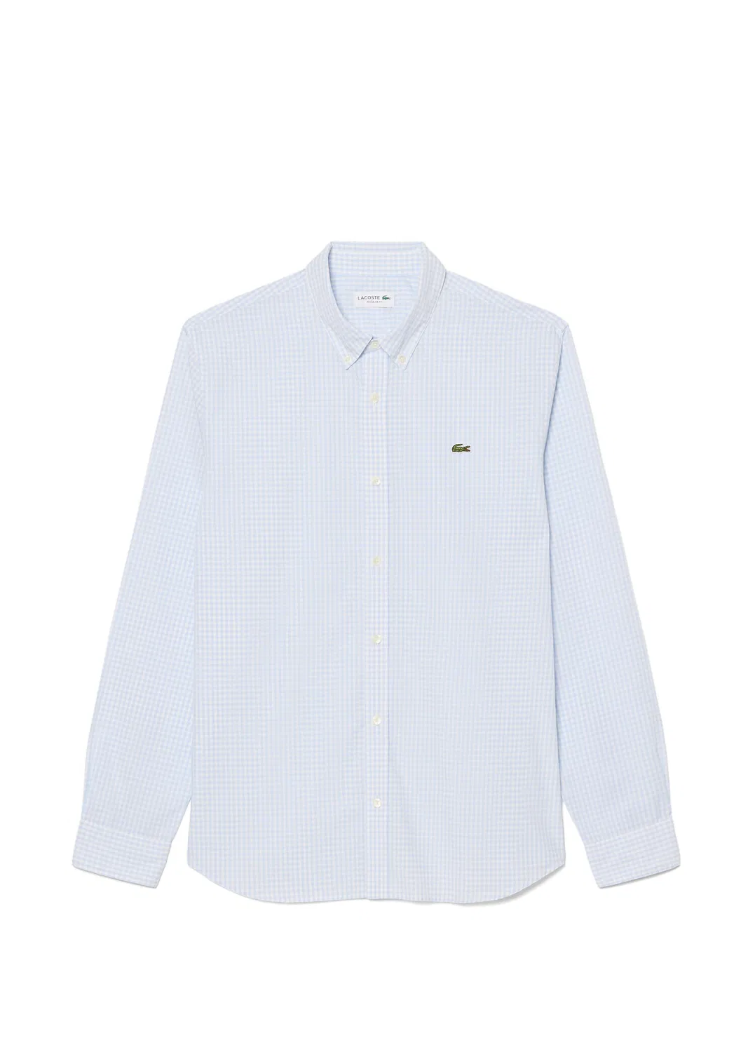 Рубашка Lacoste Açık Mavi Ekoseli Düğmeli Yaka Regular Fit Uzun Kollu, Mavi-9AR