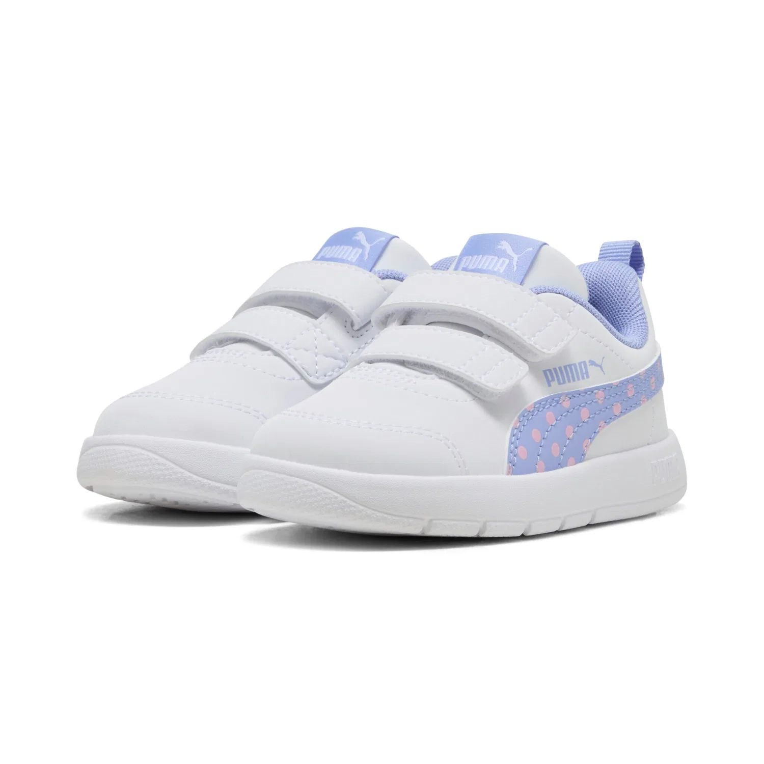 Детские кроссовки с клеверным верхом Courtflex v3 PUMA, White/Intense Lavender/Pink Shimmer