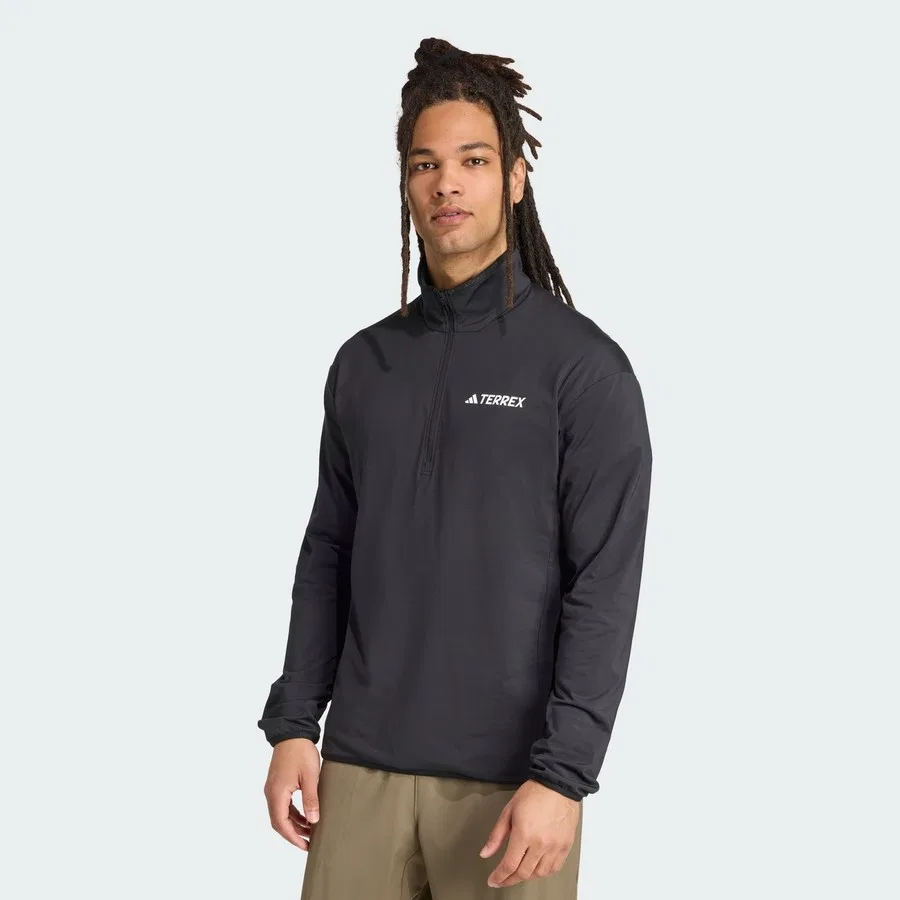 Технический флисовый свитшот с полузамком Terrex Multi CLIMAWARM adidas, Черный