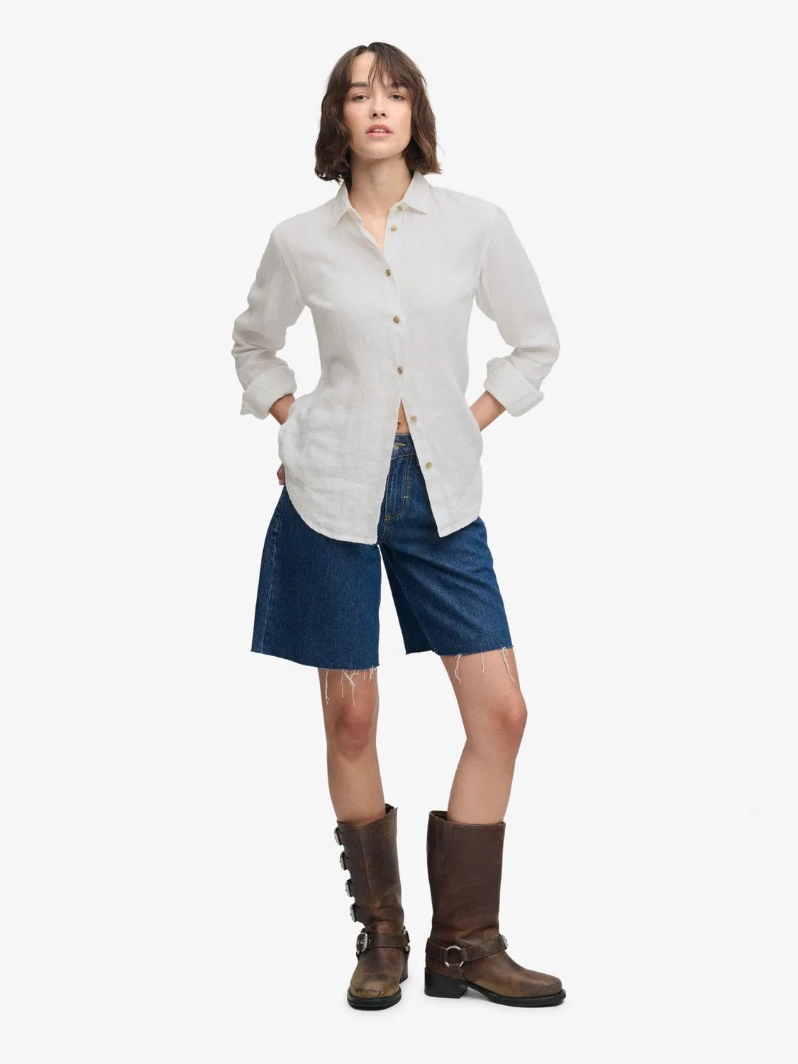 Рубашка свободного кроя, льняная Superdry Premium Linen Boyfriend, белый — фото 2
