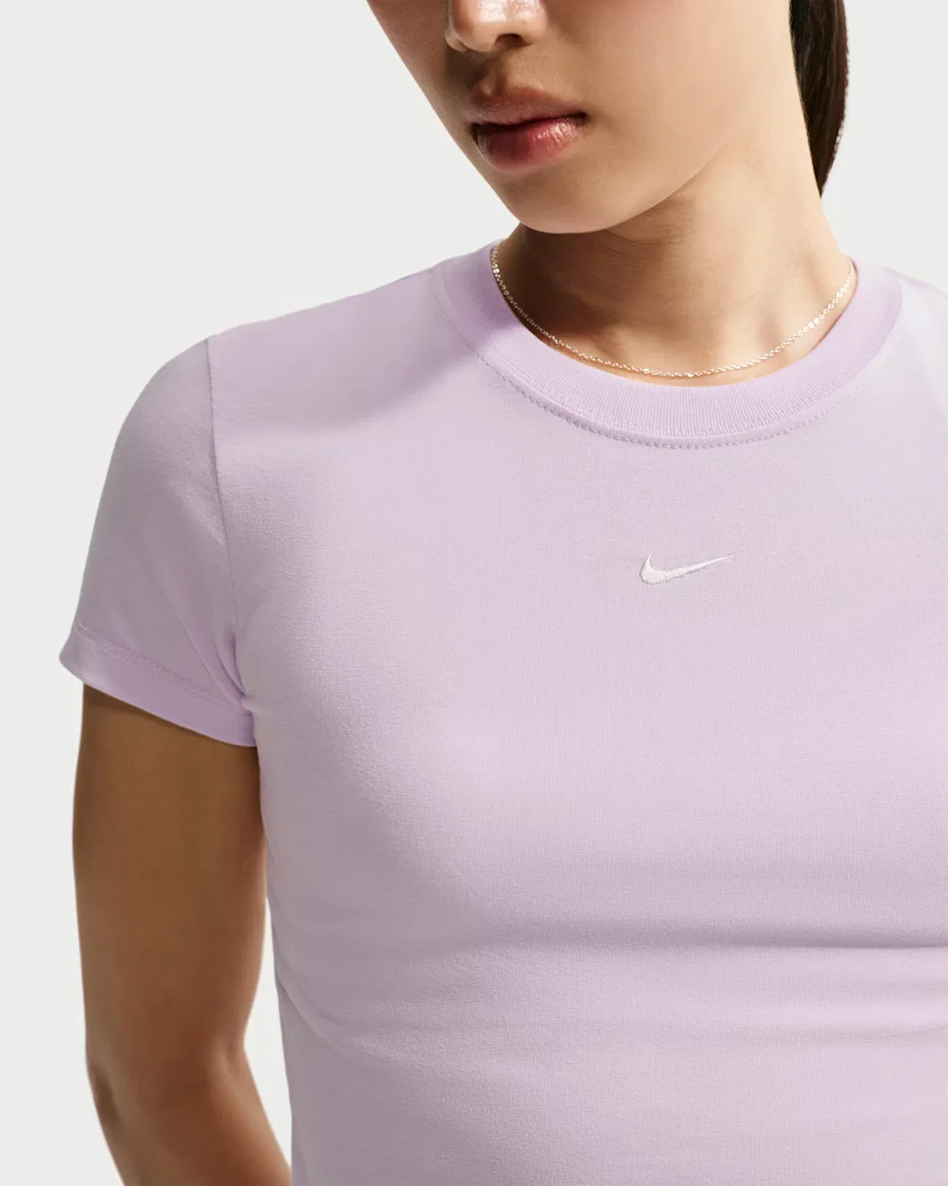 Женская укороченная футболка Nike Sportswear Chill Knit, Bleached Lilac — фото 3