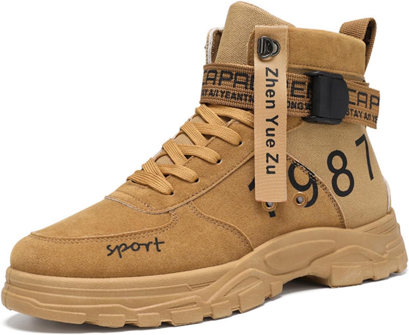 

Мужские черные высокие тактические ботинки, стиль 1987, граффити боевые ботинки с регулируемыми ремешками, нескользящая обувь для улицы Aokisx