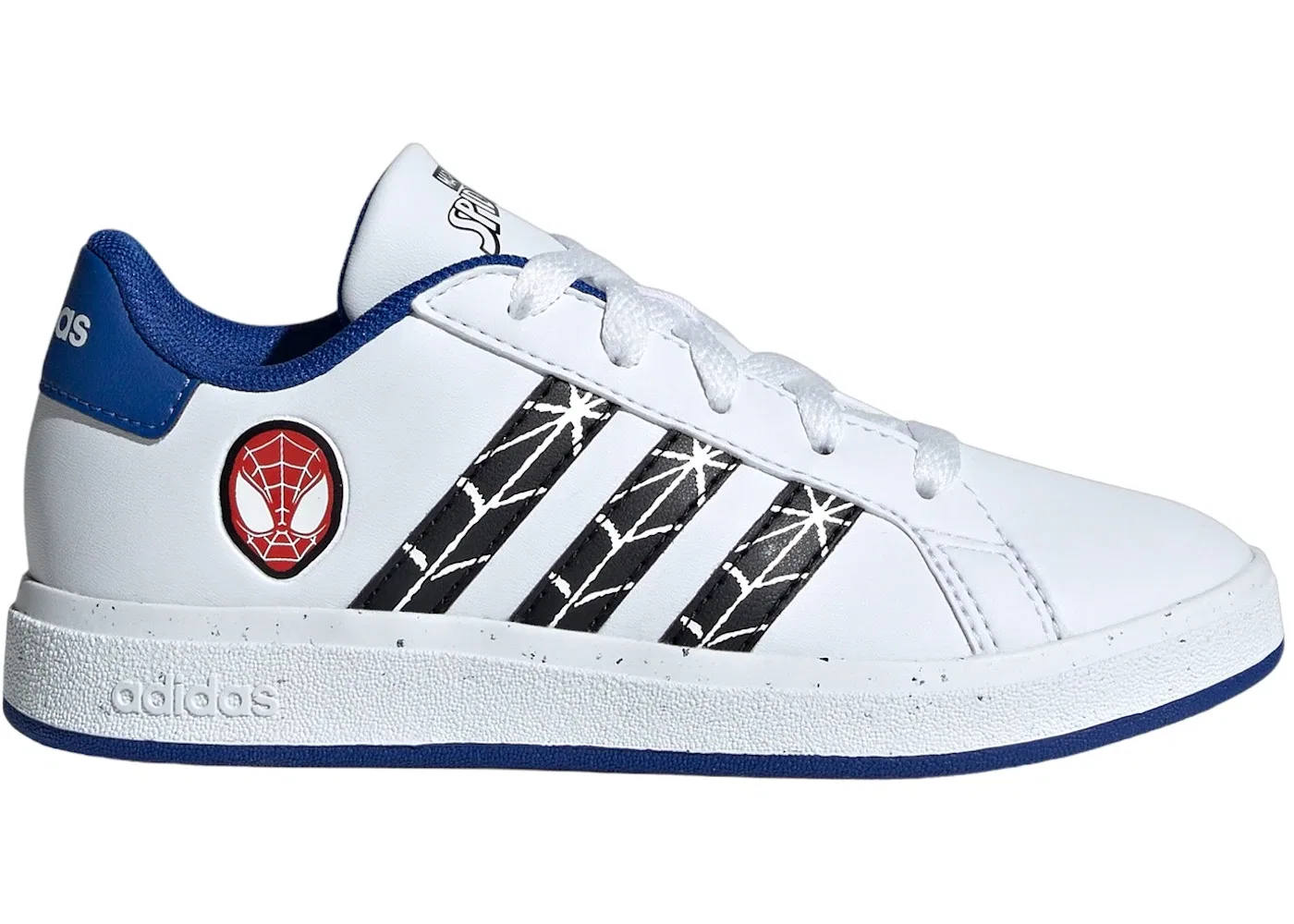 Детские кроссовки с принтом Spider-Man Adidas Grand Court, Cloud White Core Black Royal Blue