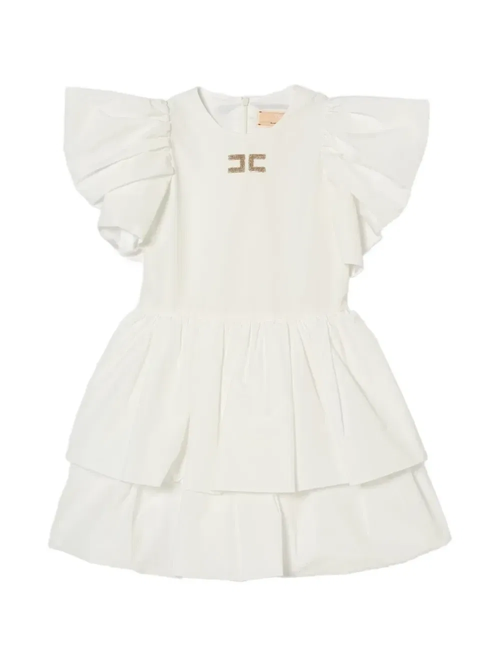 Ярусное платье с оборками Elisabetta Franchi Kids, белый