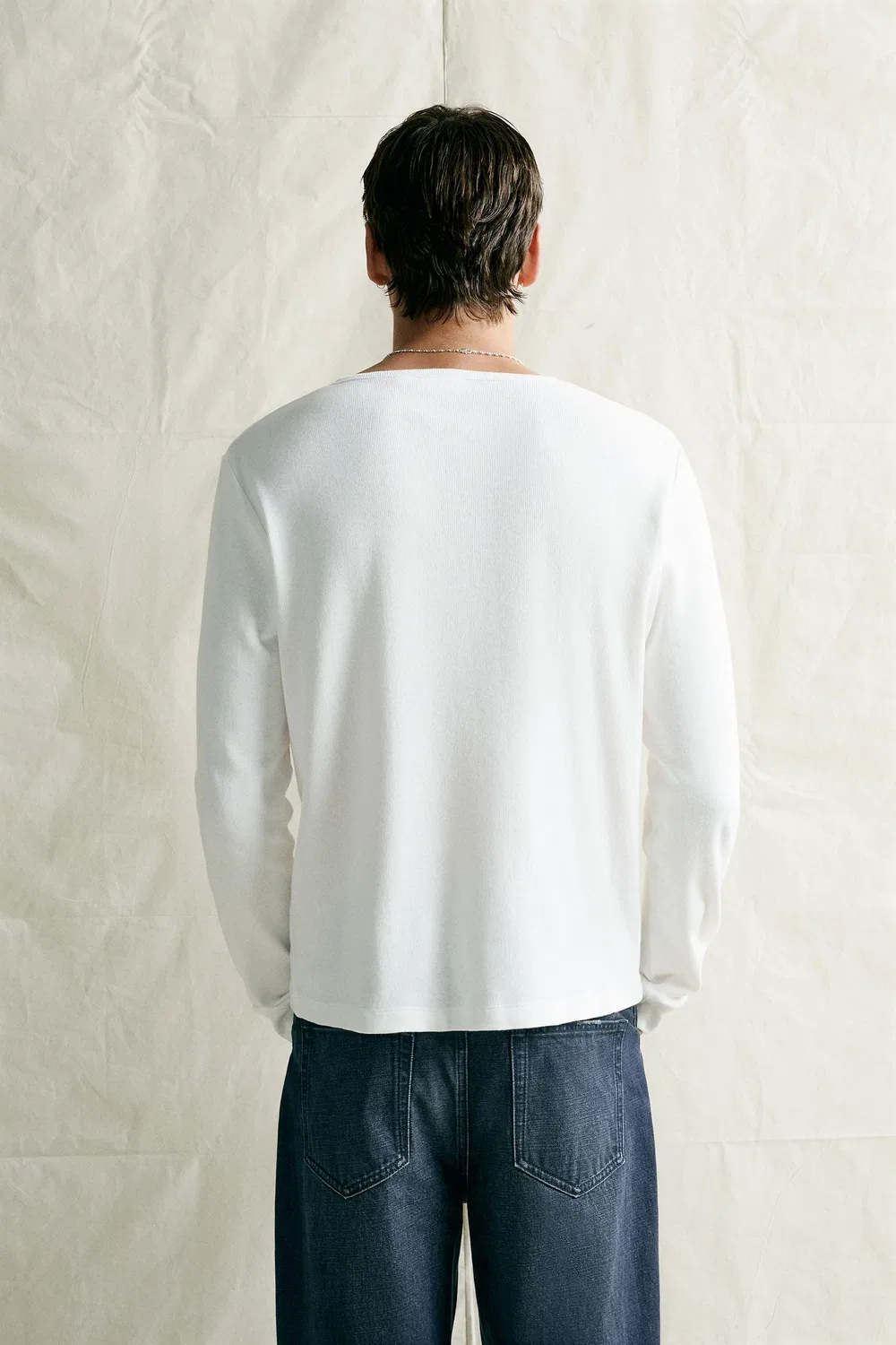 Хлопковая/льняная футболка Henley ZARA, White — фото 3