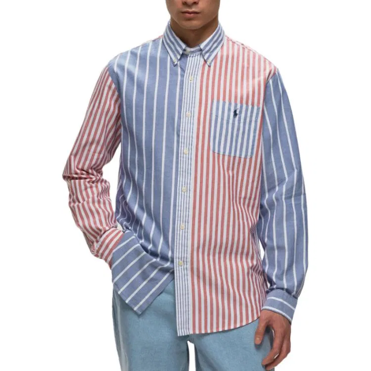 Мужская рубашка поло с длинным рукавом Polo Ralph Lauren, Red Blue Multicolor — фото 4