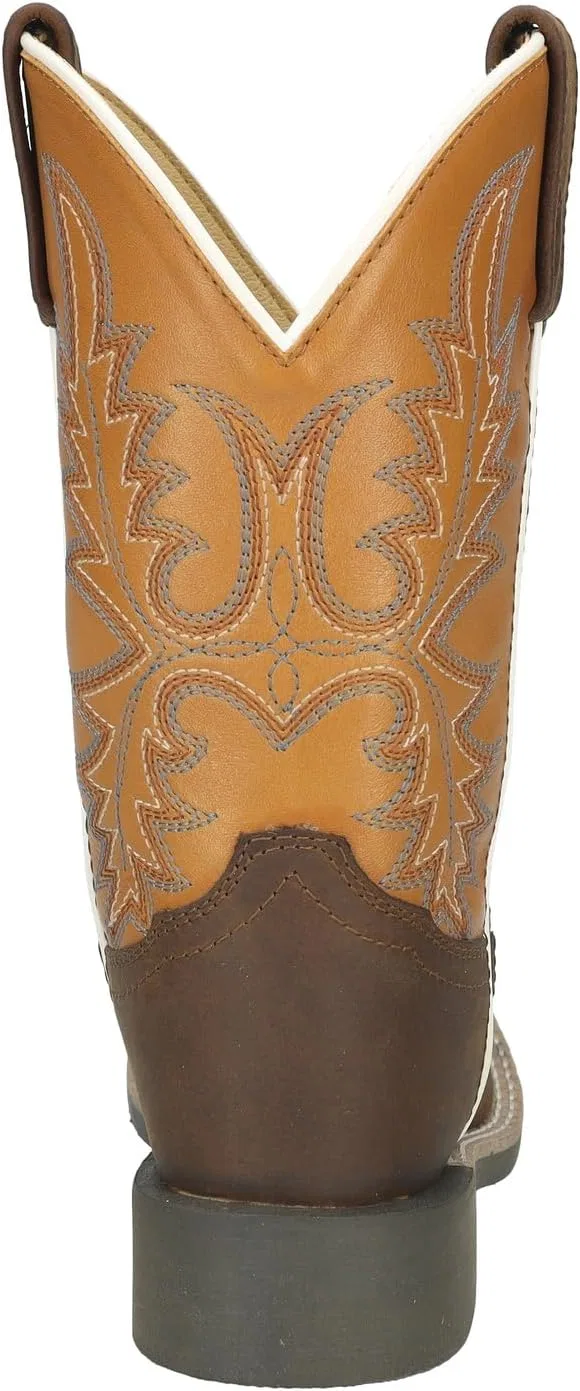 Детские ковбойские сапоги для мальчиков с квадратным носком Smoky Mountain Boots, Brown Oil Distress/Tan — фото 3