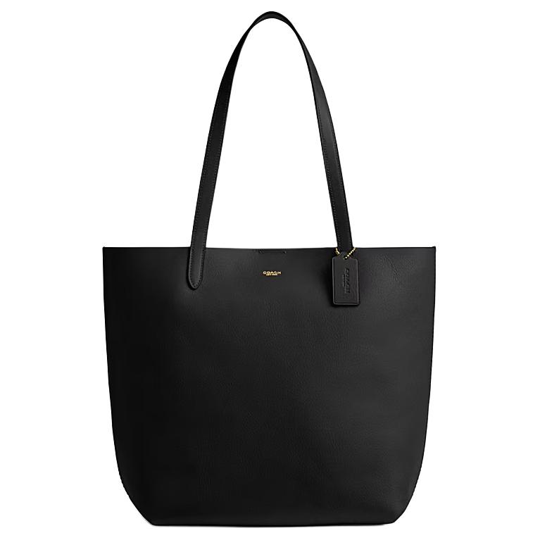 

COACH Манхэттен натуральная зернистая текстура кожаная сумка тоут шоппер дамская сумка через плечо большой размер черный