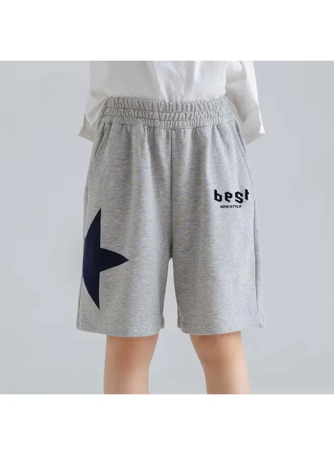 Шорты спортивные с принтом пятиконечных звезд для мальчиков Jeanswest, серый — фото 2