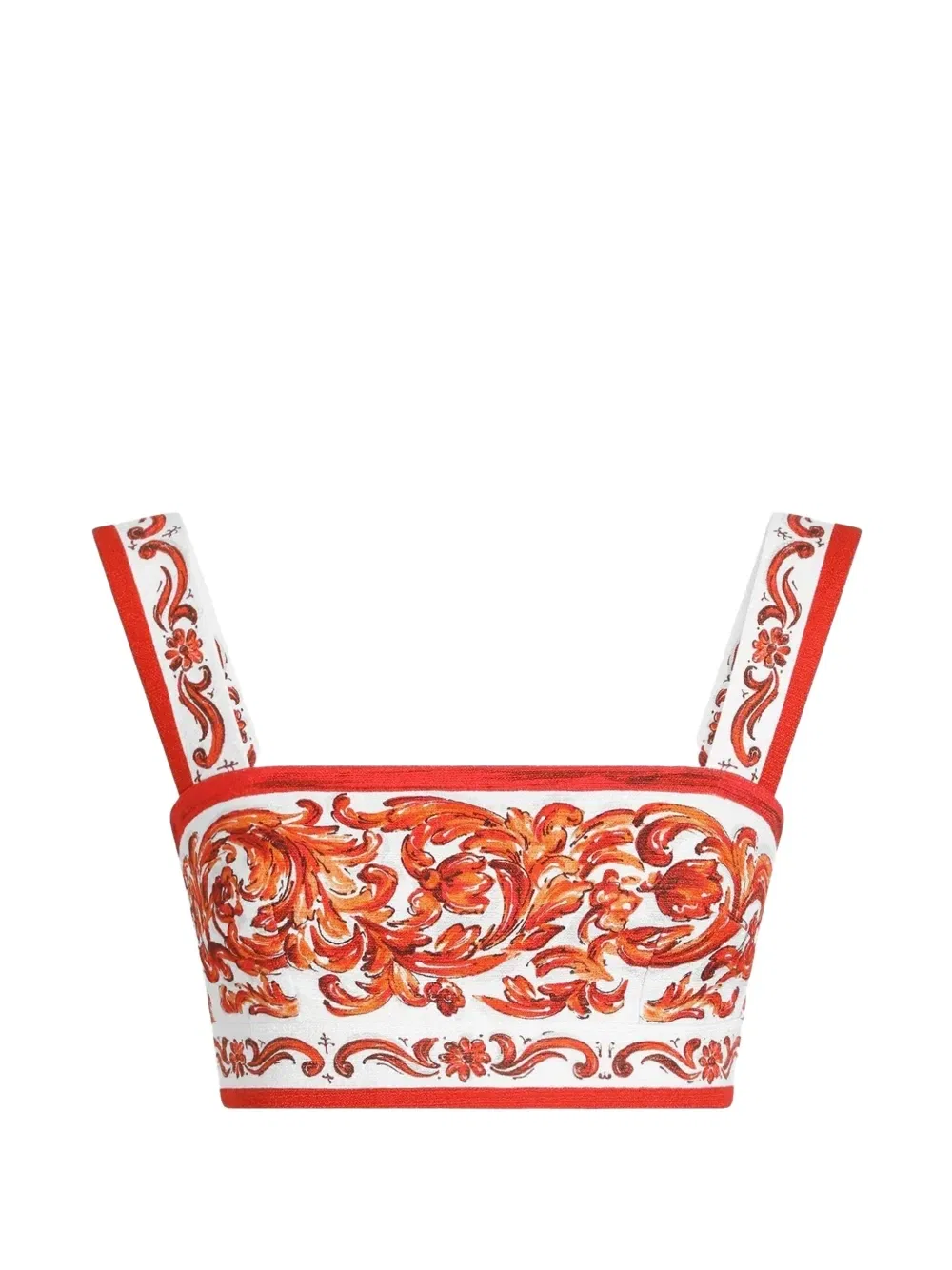 Топ укороченный с принтом Majolica DOLCE & GABBANA, белый