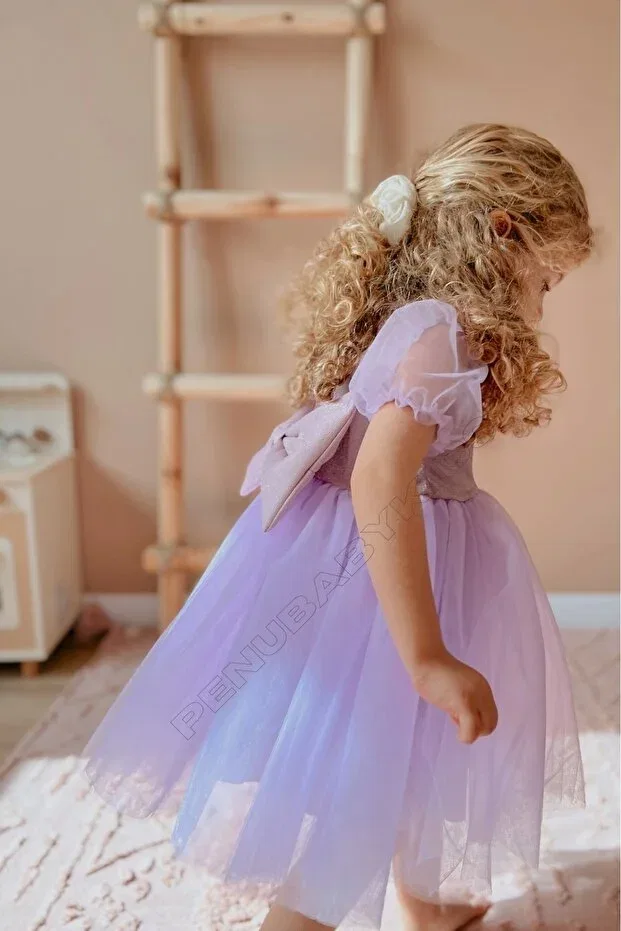 Детское платье для девочек с коротким рукавом Penu Baby Kids, Purple — фото 3