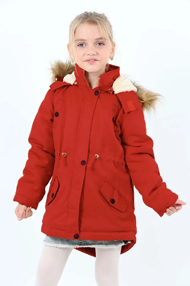 Детское пальто для девочек с капюшоном Asortik Kids, Tile