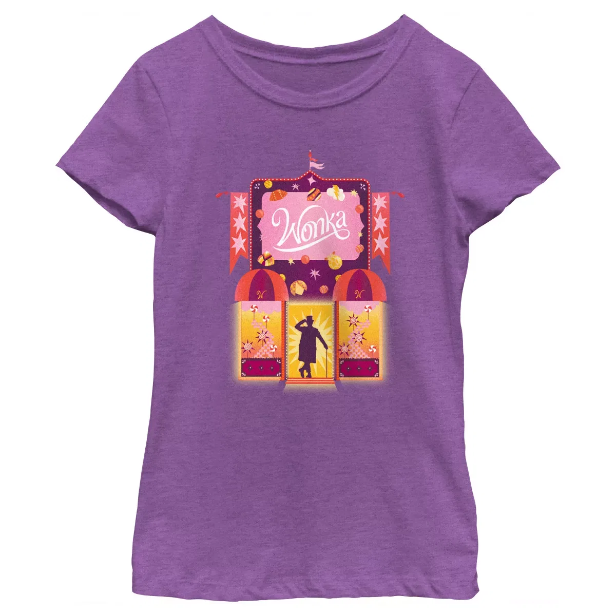 Детская футболка с принтом Wonka Candy Factory Logo Wonka, Purple Berry