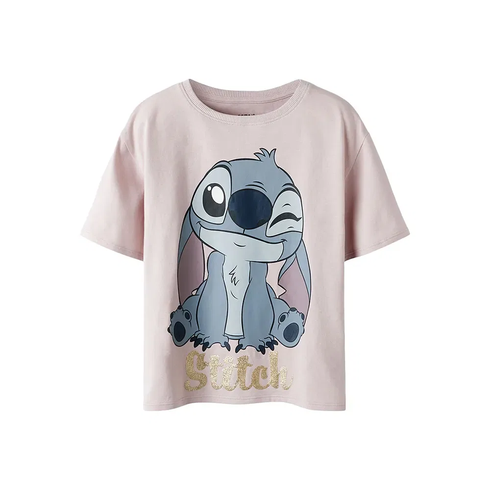Детская футболка с коротким рукавом с принтом Stitch Box Wdi Name it, Beige