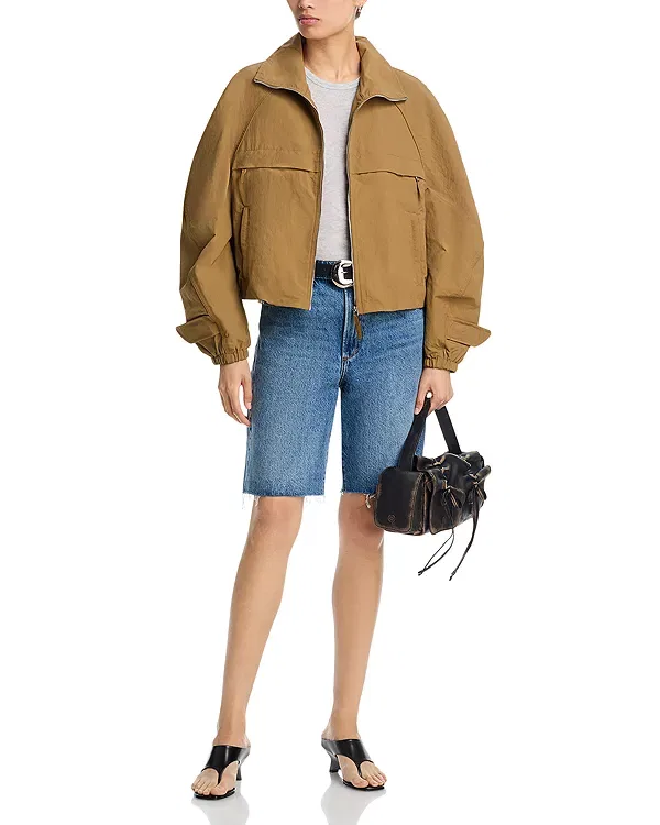 Женская куртка из нейлона с высоким воротником Acne Studios, Dark Khaki — фото 2