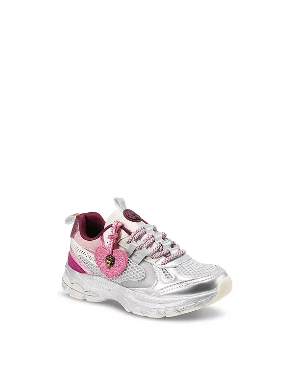 Детские кроссовки для девочек с принтом Kurt Geiger London, Pink/Silver