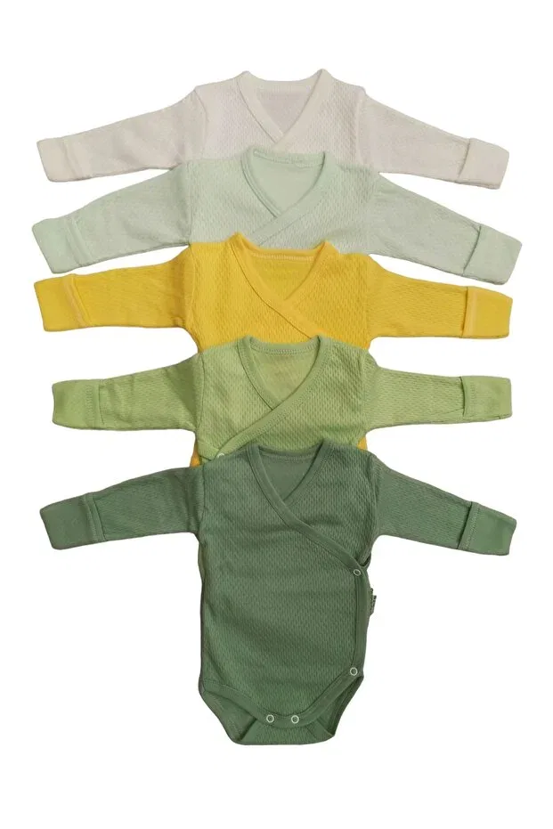 Детское боди с длинным рукавом Bebedino, White-Water-Green-Yellow-Cocoon-Mold
