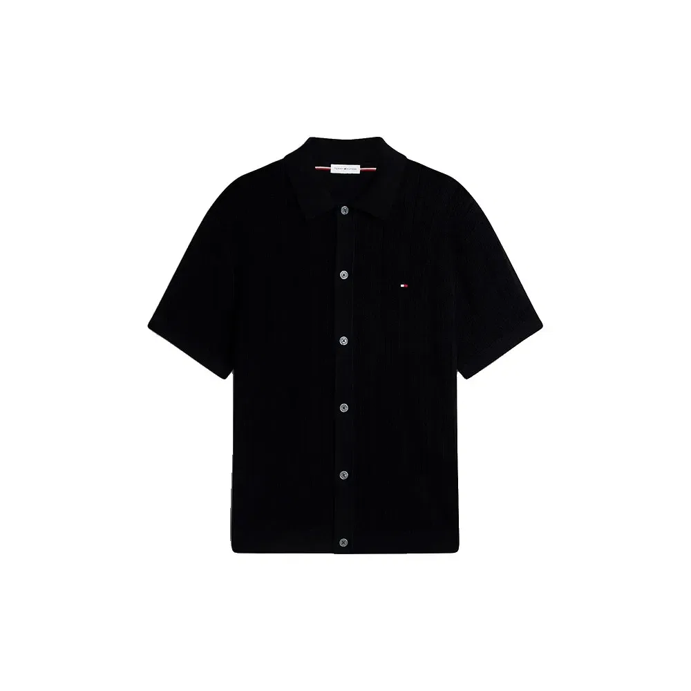 Мужская рубашка с коротким рукавом с принтом Tommy hilfiger, Black — фото 3