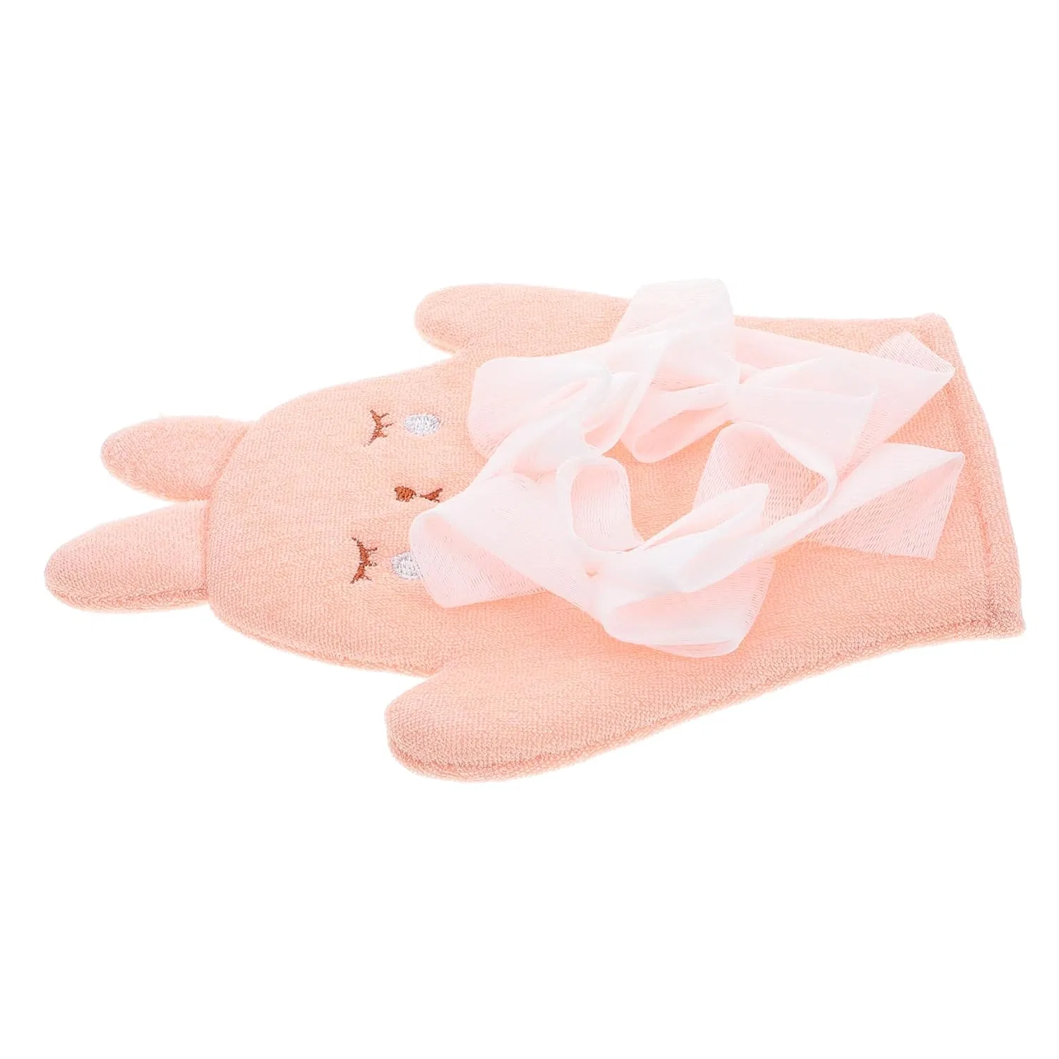 No brand Мочалка для ванны отшелушивающая в форме зайчика, UKCOCO, 24x19x1.5 см, Pink