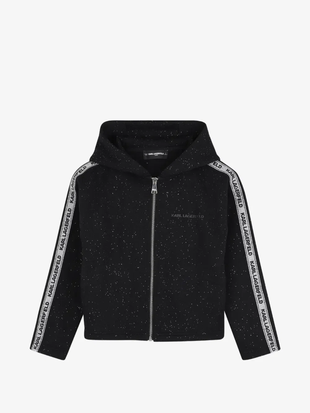 Худи с блестками и логотипом Karl Lagerfeld Kids, черный