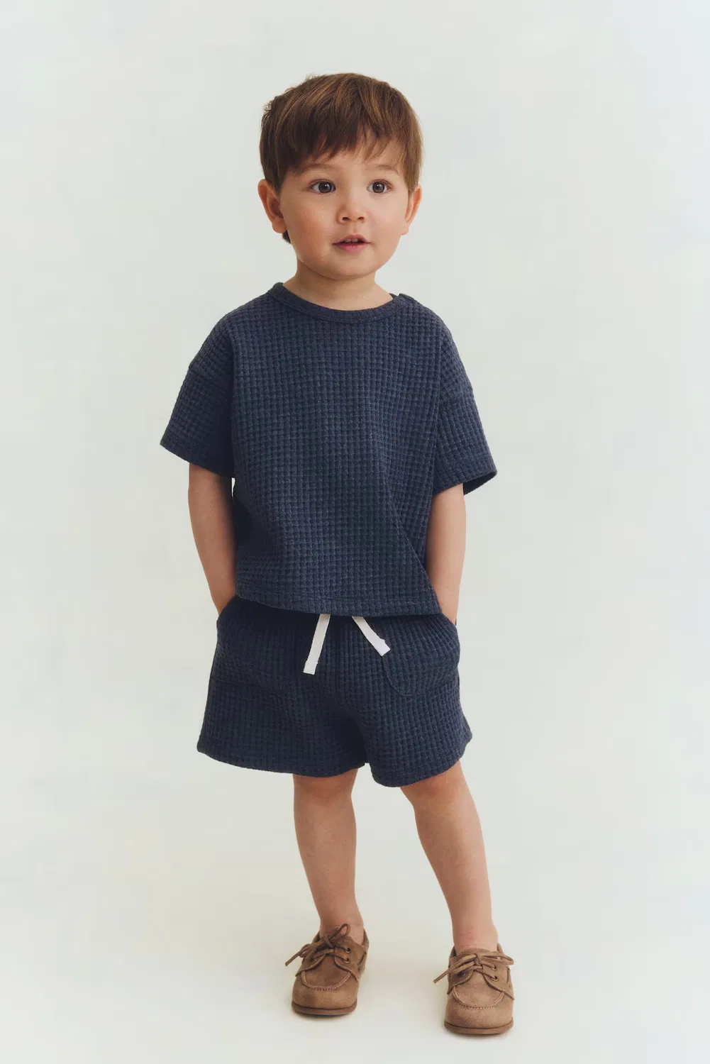 Комплект из двух предметов из хлопка с вафельной текстурой H&M, Marineblau