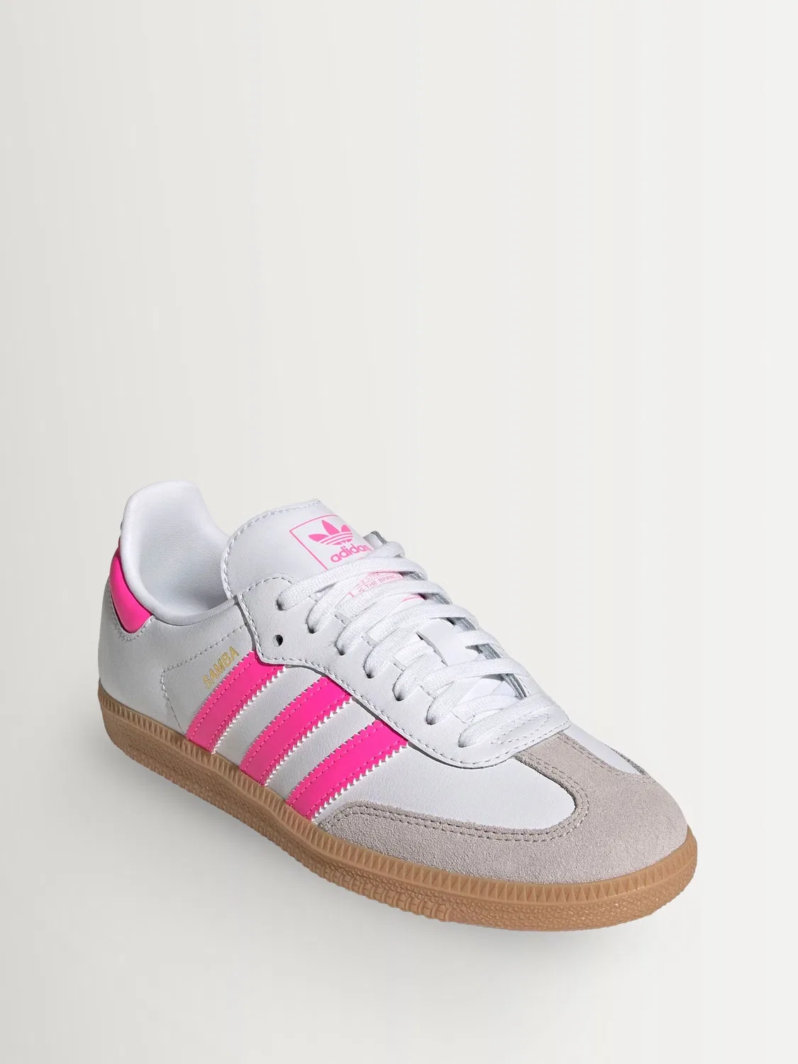Кроссовки Samba OG Junior, adidas Originals, белый/розовый — фото 2