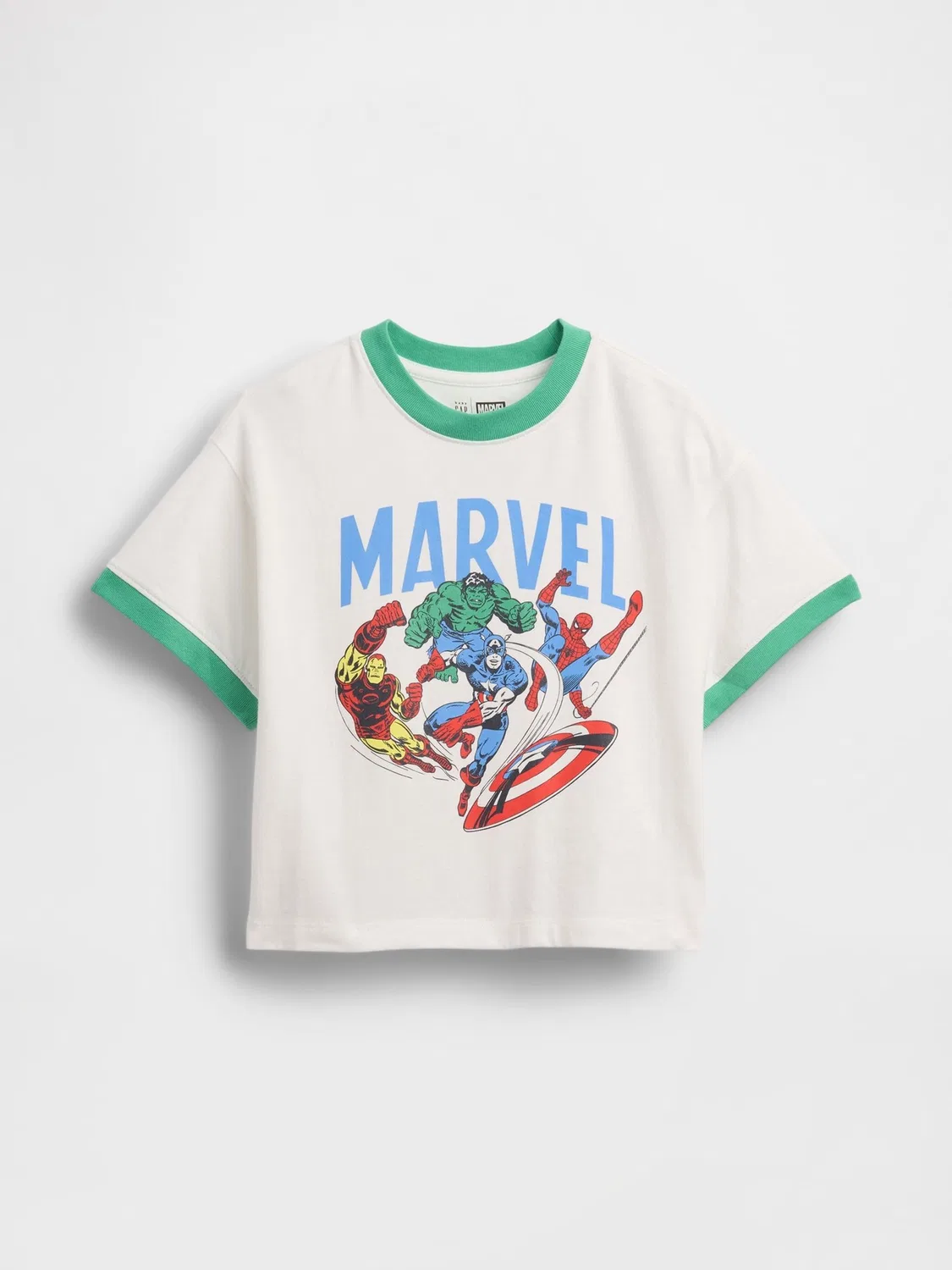 Футболка оверсайз с графическим принтом Marvel Gap, белый/зеленый