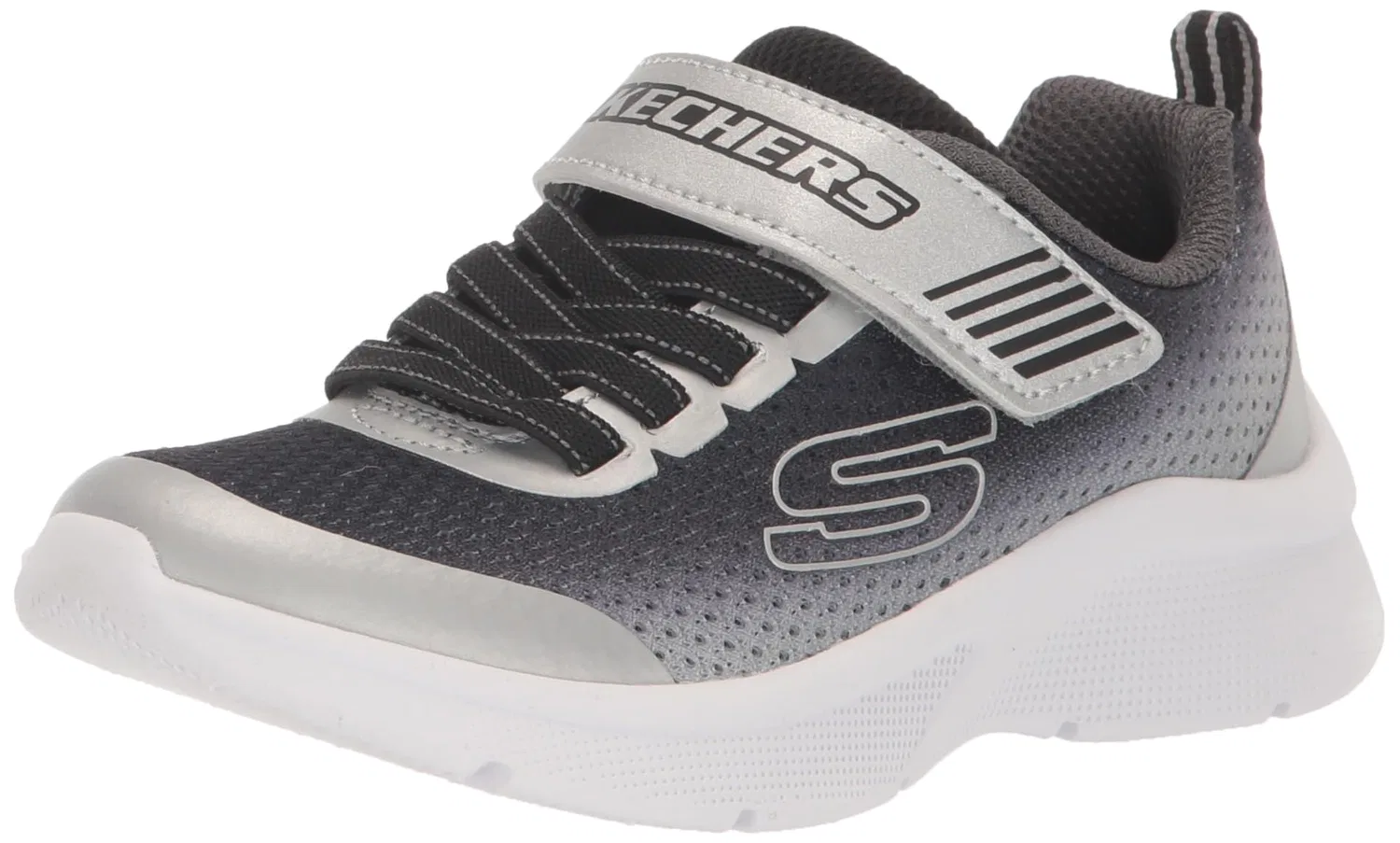 Детские кроссовки для мальчиков с принтом Microspec - Zorva Skechers, Black Silver