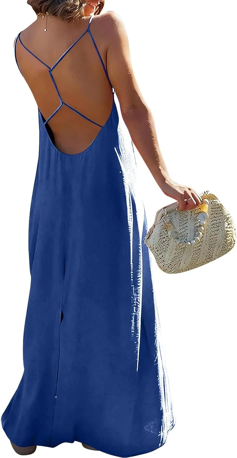 Женское открытое платье с открытой спиной Summer, Blue
