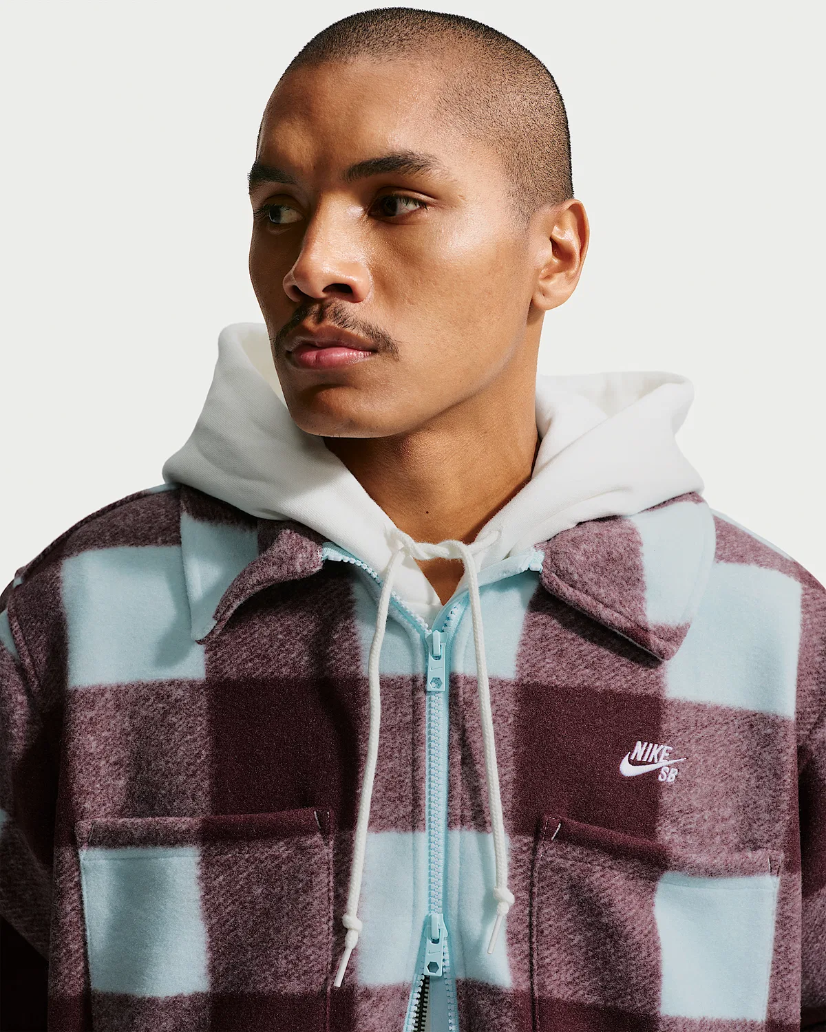 Essential Skate Shirt Jacket Nike SB, Glacier Blue/Burgundy Crush — фото 3