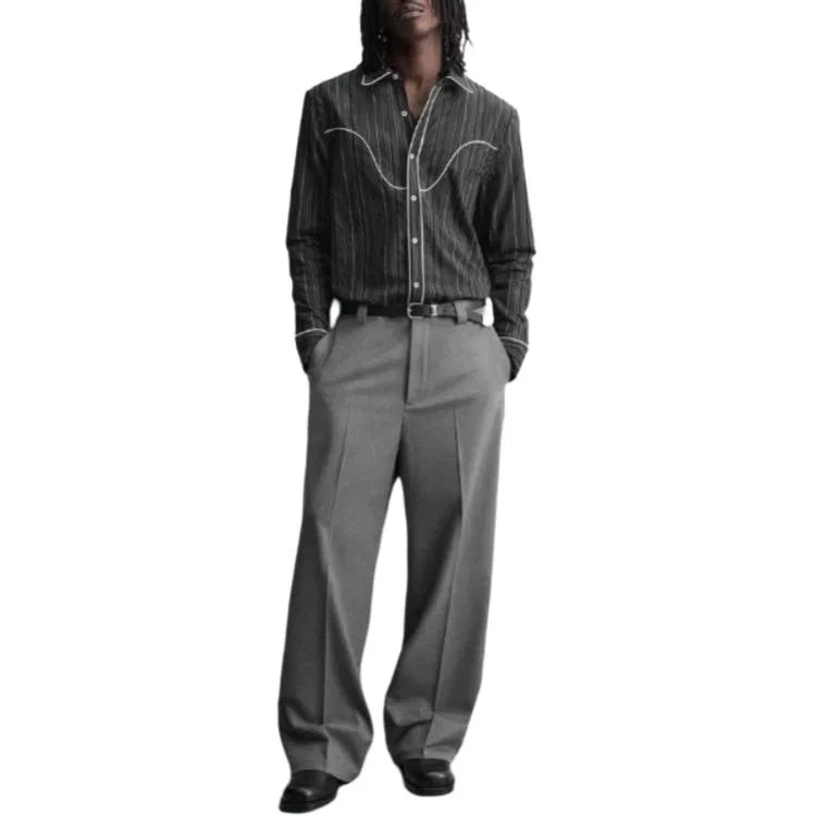 Мужская рубашка Gray Moderate ZARA, Серый — фото 4