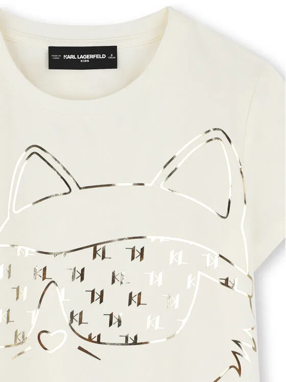 Футболка regular fit Karl Lagerfeld Kids, кремовый — фото 3