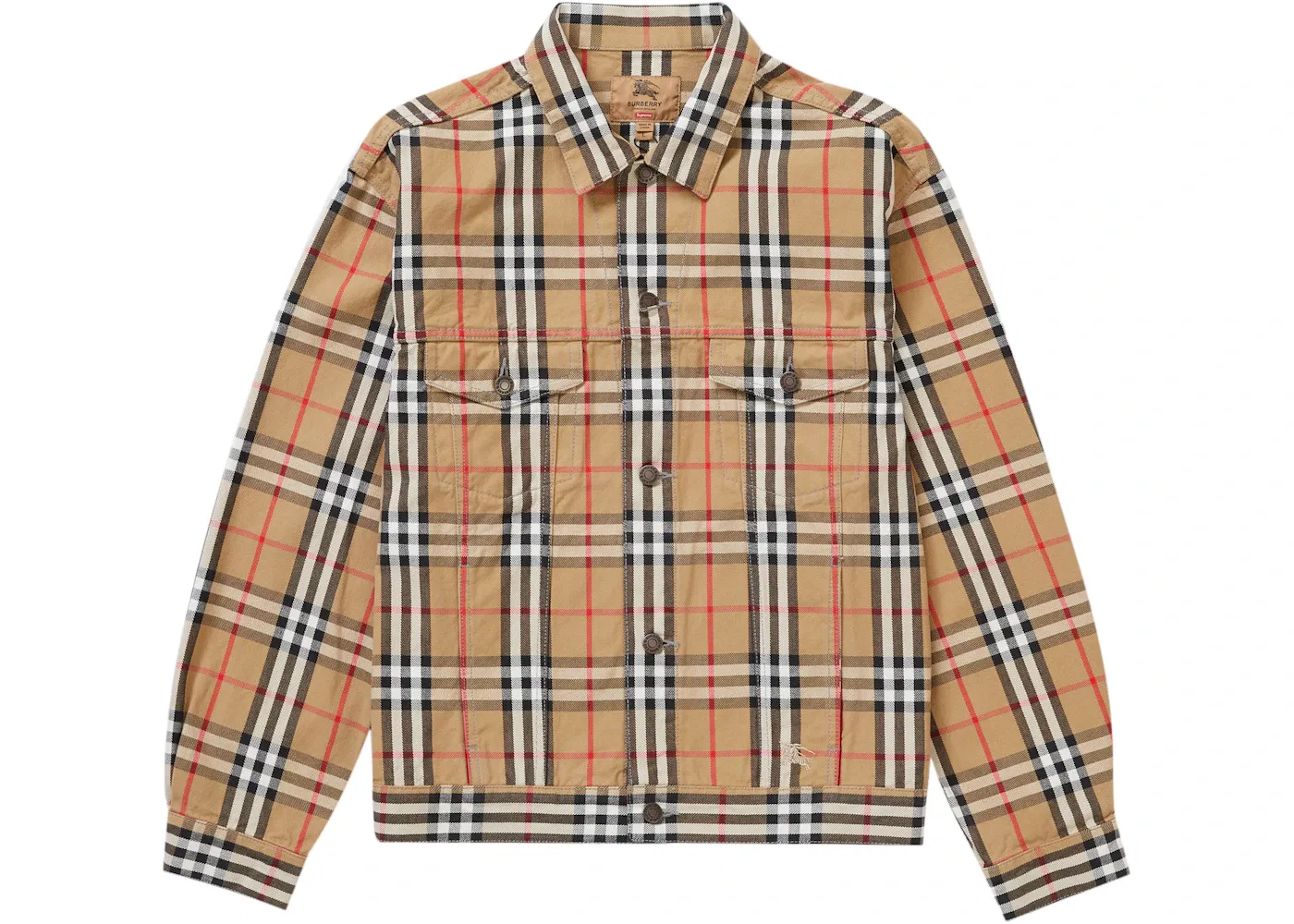 Мужская джинсовая куртка-тракер с принтом Supreme Burberry Jacket Supreme, Beige