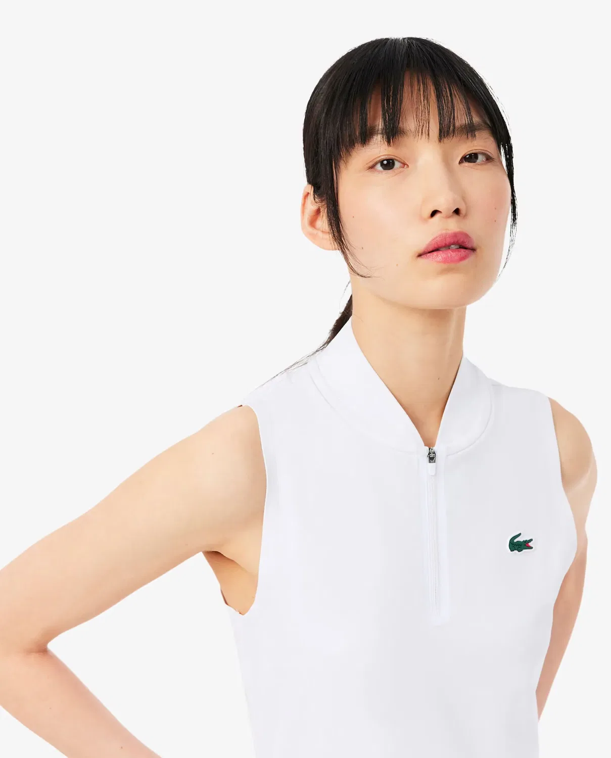 Поло Lacoste Blanco без рукавов, из переработанного полиэстера, белое — фото 3