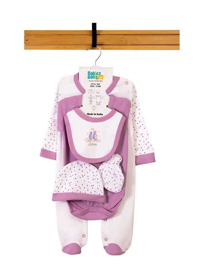 Комплект из 5 предметов с принтом Hello Autumn Babies Basic, темно-лиловый